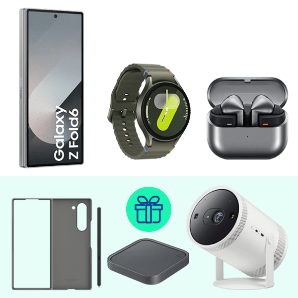 Pack Galaxy Z Fold6 256GB Gris + Watch7 44mm BT Verde + Buds3 Pro Gris y, de regalo, funda + cargador + Proyector "The Freestyle"
                                    image number 0