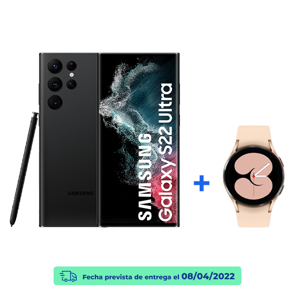 Pack Galaxy S22 Ultra 256Gb BLACK SM-S908BZKGEUB + Galaxy Watch4 40mm BT Rosa - SM-R860NZDAPHE
                                    image number 0