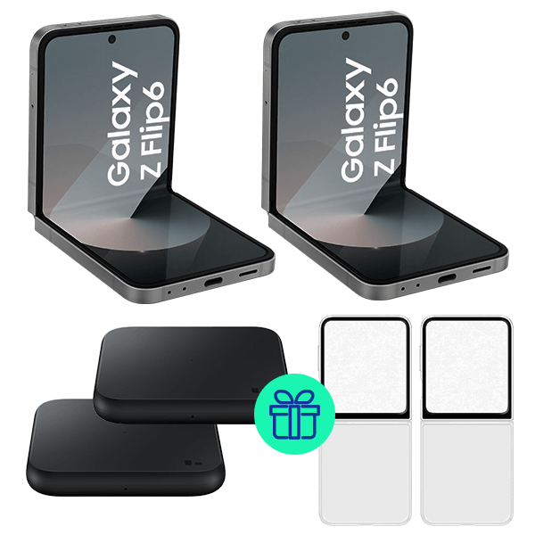 Pack 2 unidades Galaxy Z Flip6 256GB Gris + 2 Fundas + 2 Cargadores de regalo