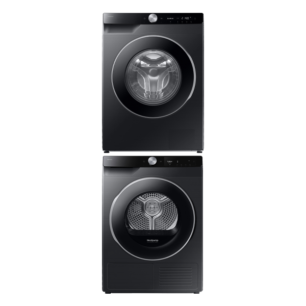 Pack electrodomésticos Samsung negro (Lavadora y Secadora, con kit de unión)